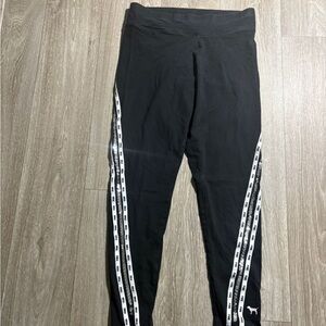 Black Leggings with White Stripe